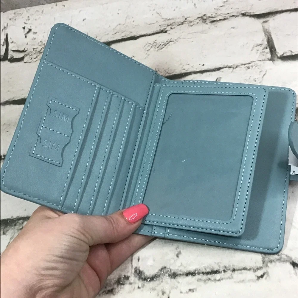 Melsbrinna Passport Case Card Slots Travel ID Document Holder Light Blue Travel
